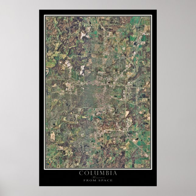 Póster Mapa del Poster por satélite de Missouri en Columb (Frente)