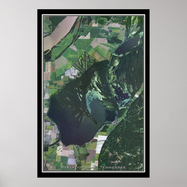 Póster Mapa del Poster por satélite de Tennessee Lake Ree (Frente)