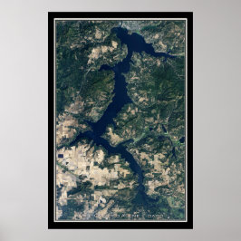 Póster Mapa del Poster por satélite del lago Coeur d'Alen