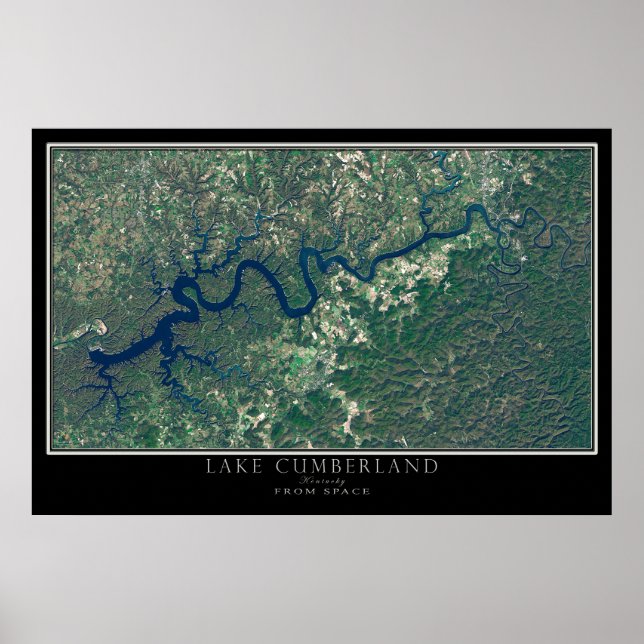 Póster Mapa del Poster por satélite del lago Cumberland K (Frente)