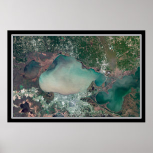 Póster Mapa del Poster por satélite del lago Pontchartrai