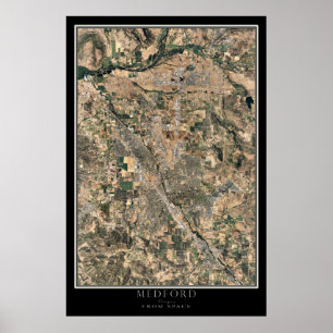Póster Mapa del Poster por satélite Medford Oregon