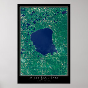 Póster Mapa del Poster por satélite Mille Lacs Lake Minne