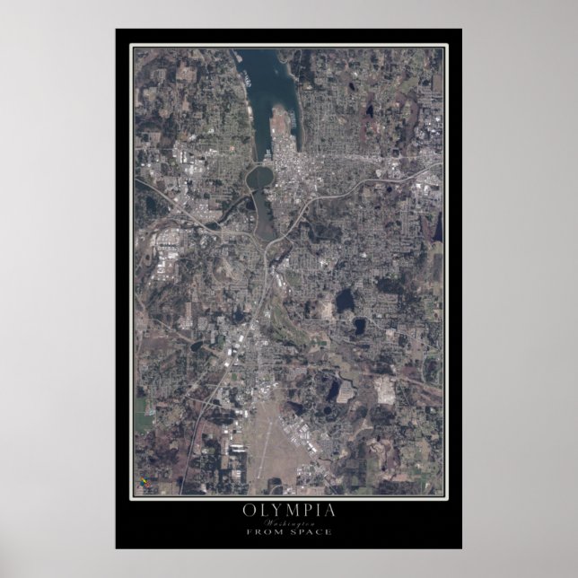 Póster Mapa del Poster por satélite Olympia Washington (Frente)