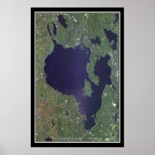 Póster Mapa del Poster por satélite Sebago Lake Maine