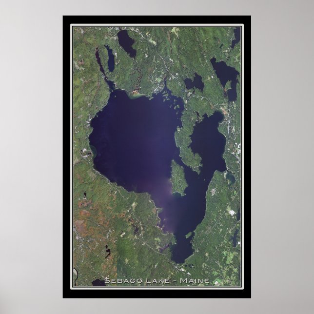 Póster Mapa del Poster por satélite Sebago Lake Maine (Frente)