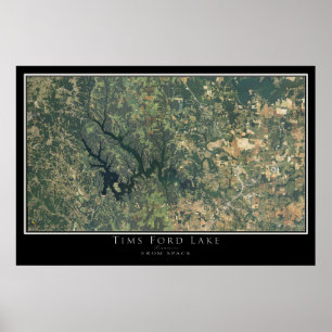 Póster Mapa del Poster por satélite Tims Ford Lake Tennes
