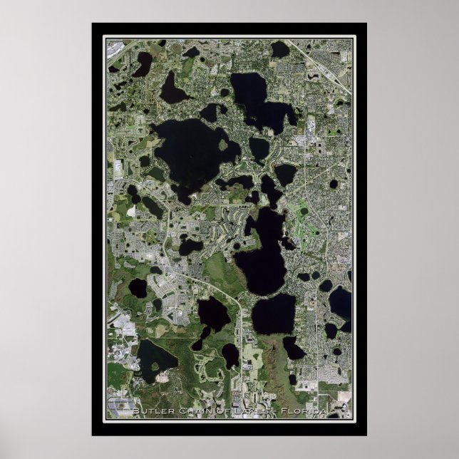 Póster Mapa del Poster Satelital Butler Chain Of Lakes Fl (Frente)