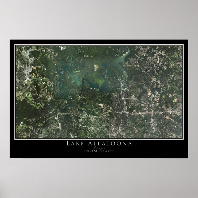Póster Mapa del Poster satelital de Allatoona Georgia (Frente)