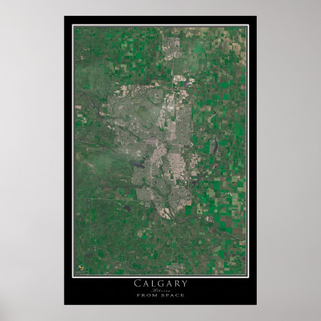 Póster Mapa del Poster satelital de Calgary Alberta (Frente)
