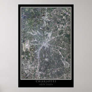 Póster Mapa del Poster satelital de Charlotte Carolina de