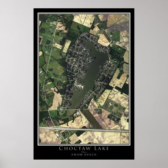 Póster Mapa del Poster satelital de Choctaw Lake Ohio (Frente)