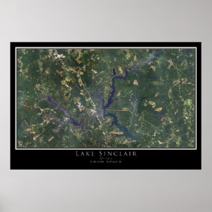 Póster Mapa del Poster satelital de Lake Sinclair Georgia