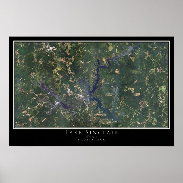 Póster Mapa del Poster satelital de Lake Sinclair Georgia (Frente)