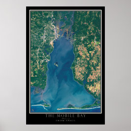 Póster Mapa del Poster satelital de Mobile Bay Alabama