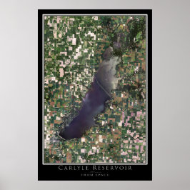 Póster Mapa del Poster satelital del lago Carlyle Illinoi