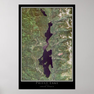 Póster Mapa del Poster satelital del lago Sacerdote Idaho