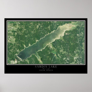 Póster Mapa del Poster satelital del lago Sardis Mississi