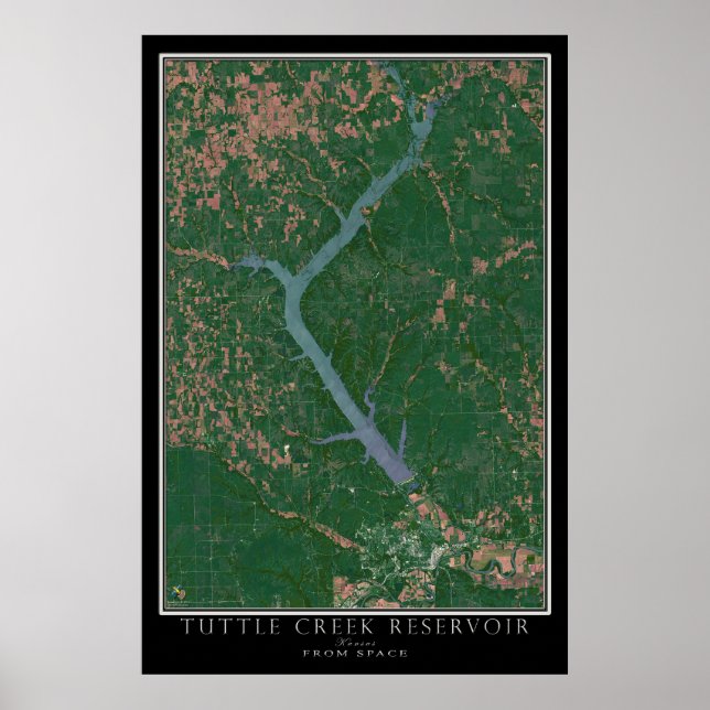 Póster Mapa del Poster satelital del reservorio del arroy (Frente)
