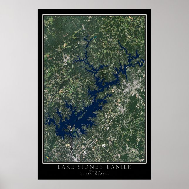 Póster Mapa del Poster satelital georgiano Lake Sidney La (Frente)
