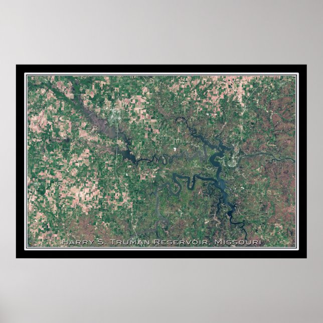 Póster Mapa del Poster satelital Harry Truman Lake Missou (Frente)