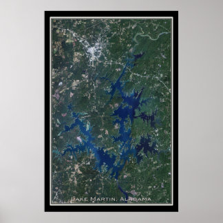 Póster Mapa del Poster satelital Lake Martin Alabama