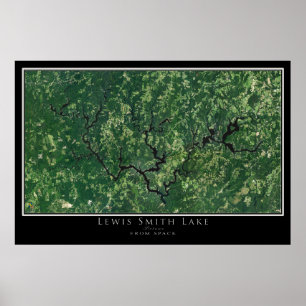Póster Mapa del Poster satelital Lewis Smith Lake Alabama