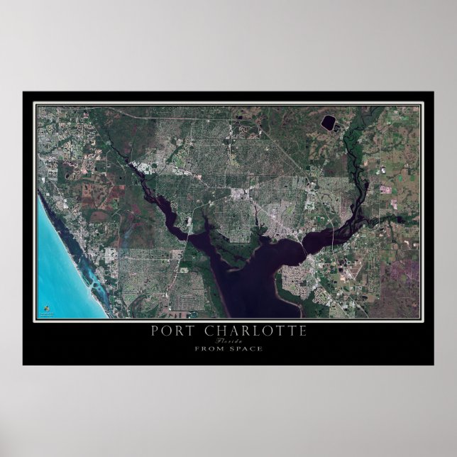 Póster Mapa del Poster satelital Port Charlotte Florida (Frente)