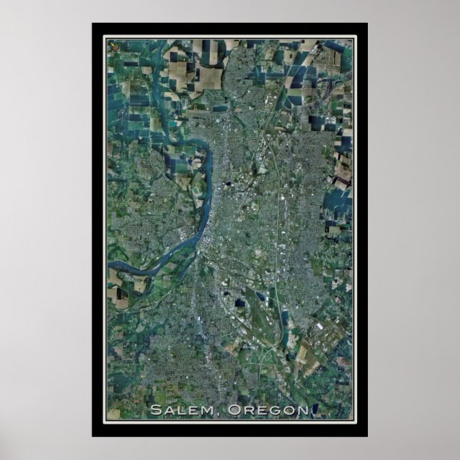 Póster Mapa del Poster satelital Salem Oregon (Frente)