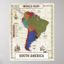 Póster Mapa del Poster Sudamericano