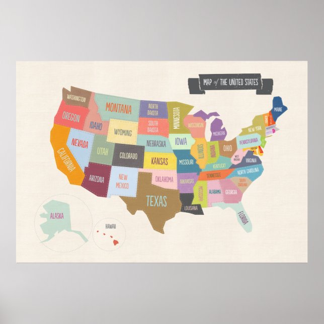 Póster Mapa del poster XL de los Estados Unidos (Frente)