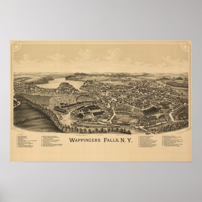Póster Mapa del pueblo de Wappingers Falls (Frente)