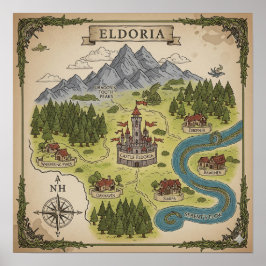 Póster Mapa del Reino de Eldoria