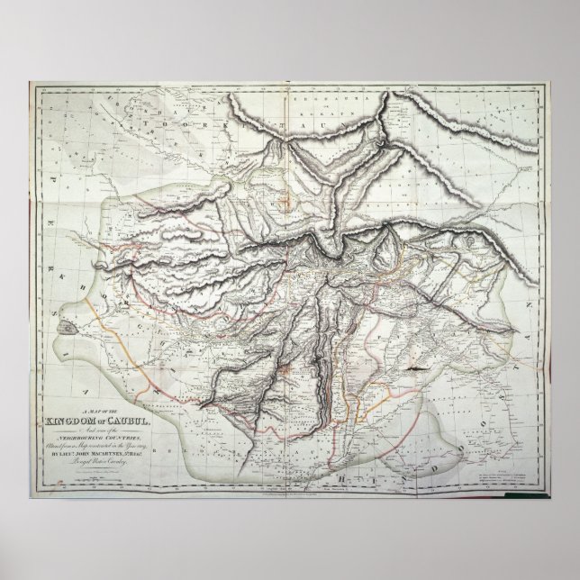 Póster Mapa del Reino de Kabul (Frente)