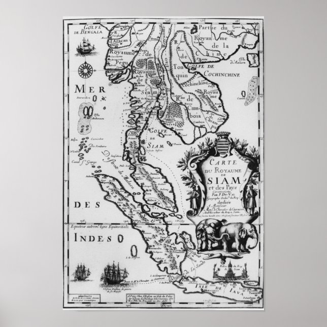 Póster Mapa del Reino de Siam (Frente)