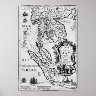 Póster Mapa del Reino de Tailandia