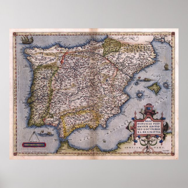 Póster Mapa del Renacimiento de España de 1570 (Frente)