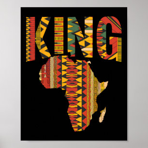 Póster Mapa del Rey Africano Kente Diseño Orgullo Negro M