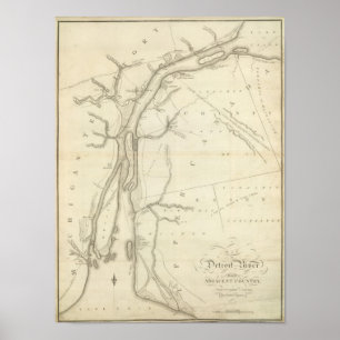 Póster Mapa del río Detroit