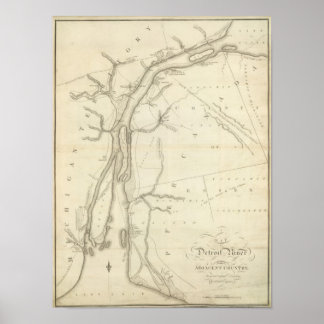 Póster Mapa del río Detroit