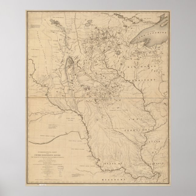 Póster Mapa del río Misisipi en 1843 (Frente)