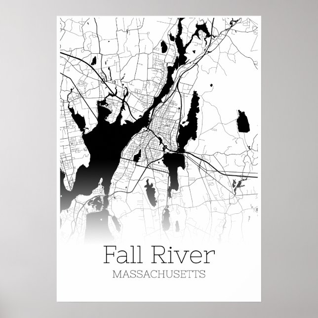 Póster Mapa del río Otoño - Massachusetts - Poster del ma (Frente)