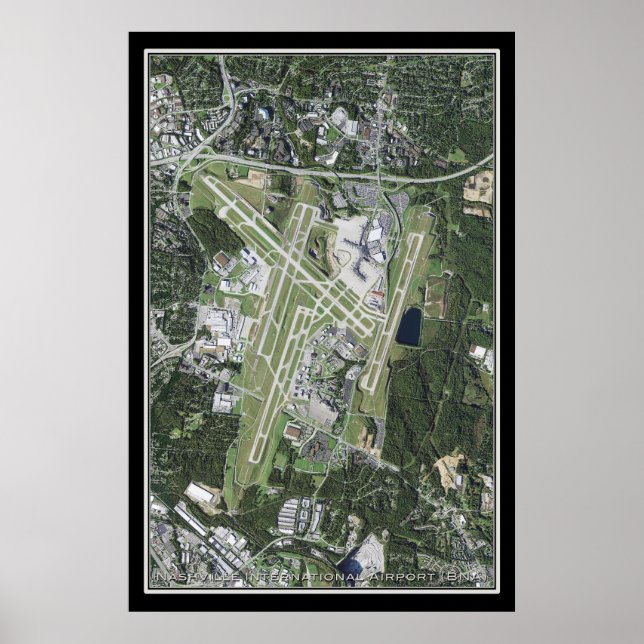 Póster Mapa del satélite de Tennessee del Aeropuerto Inte (Frente)