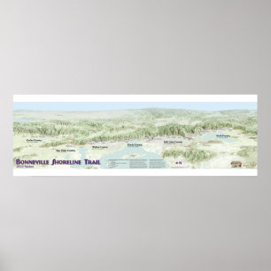 Póster Mapa del sendero costero de Bonneville
