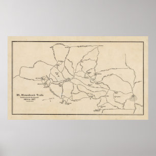 Póster Mapa del sendero Monadnock Monadnock del Monte Vin