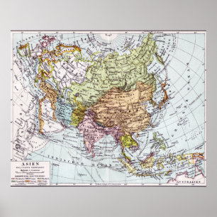 Póster Mapa del siglo XIX de Asia