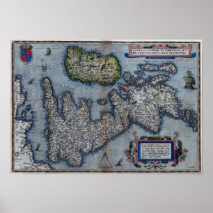 Póster Mapa del siglo XVI de Inglaterra
