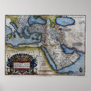 Póster Mapa del siglo XVI de Medio Oriente