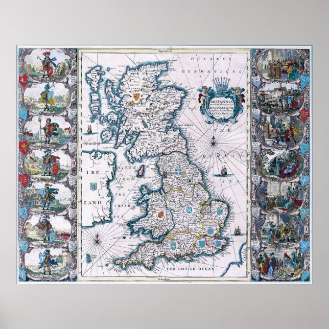 Póster Mapa del siglo XVII antiguo (Frente)