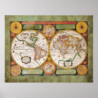 Póster Mapa del siglo XVII del siglo XVII de Jean Boissea